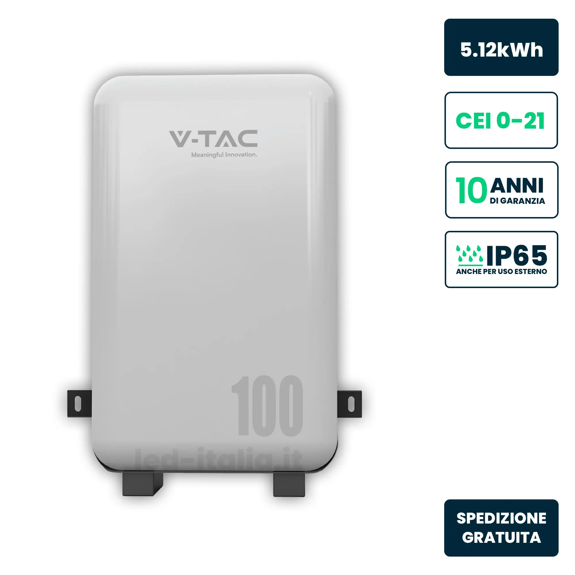 Batteria di Accumulo 5.12kWh CEI 0-21 51.2V 100Ah Garanzia 10 Anni IP65