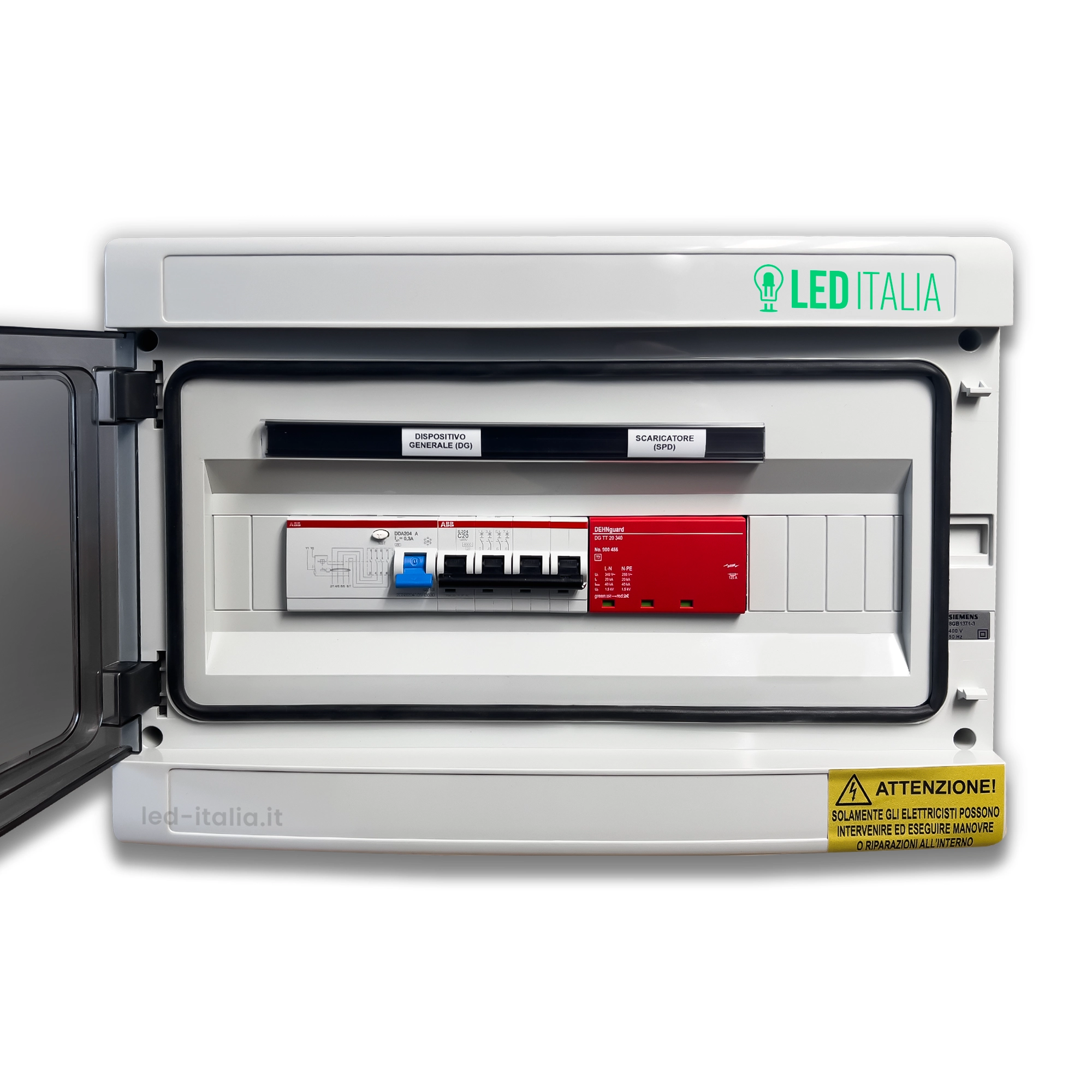 Quadro AC Trifase 10kW 20A 400V 8 Moduli Differenziale SPD IP65